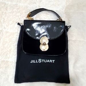 Jill Stuart Bag/ Small Clutch/Patent Leather and Velvet/ Black